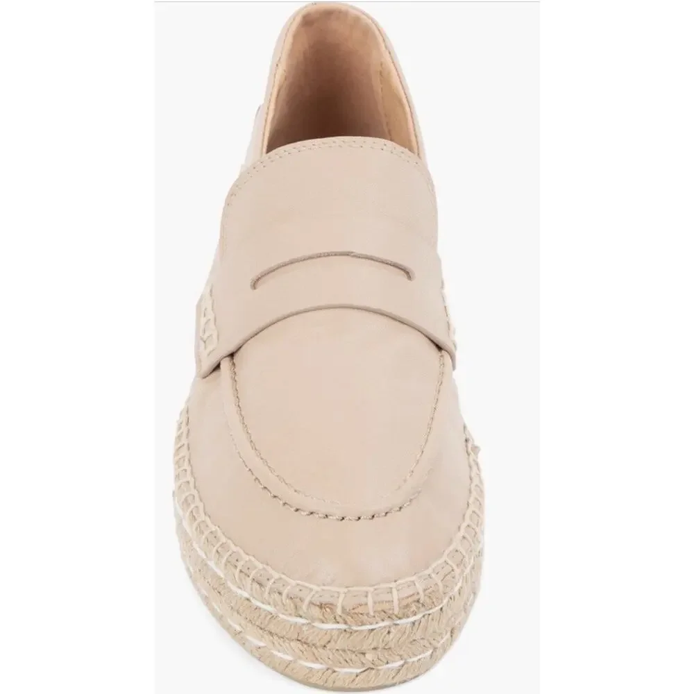Patricia Green Sebastian Penny Loafer Leather Slip On Beige Brown Womens Size 10